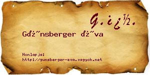Günsberger Éva névjegykártya